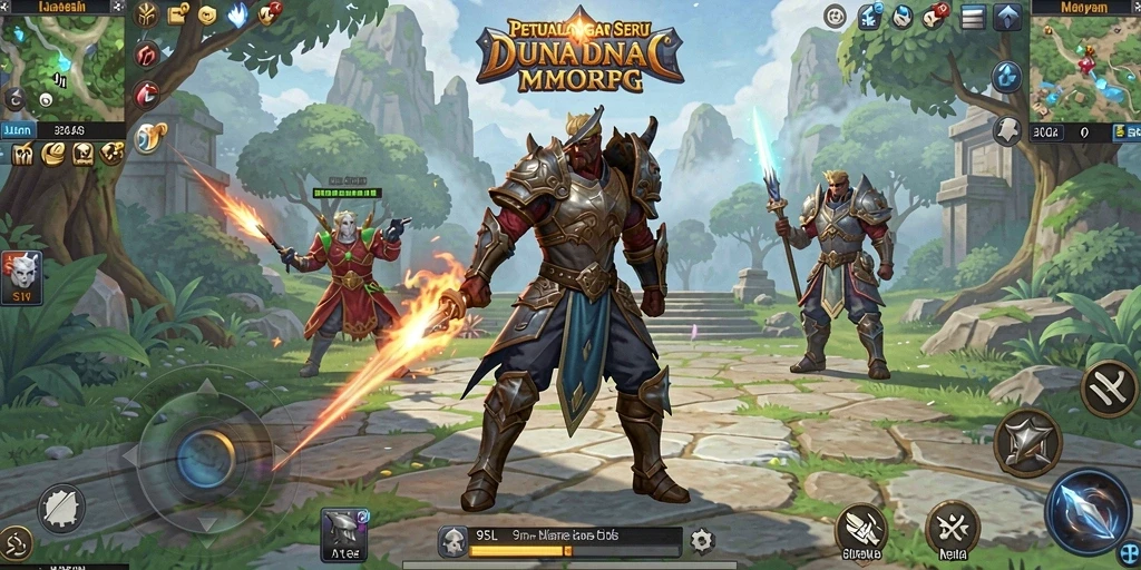 Tampilan seru dari gameplay 9SL dengan petualangan MMORPG.