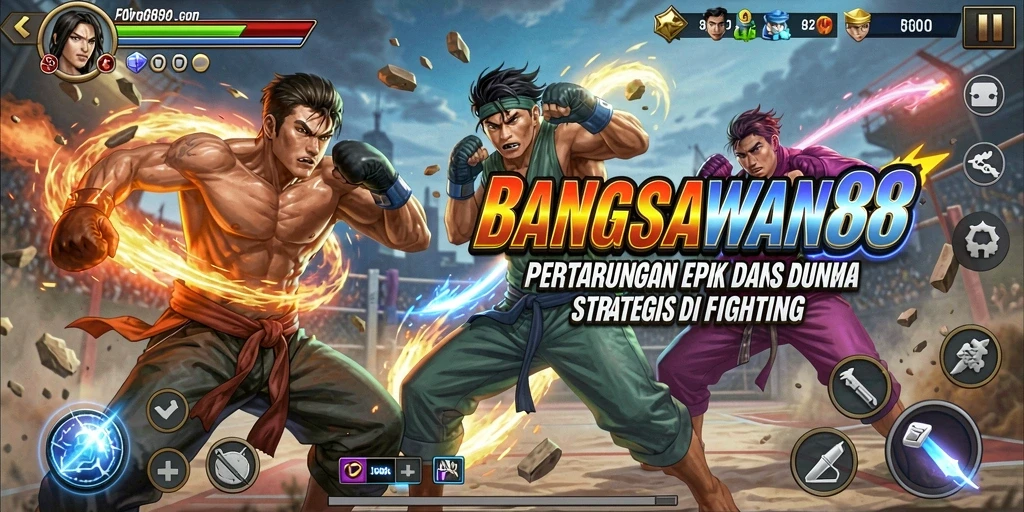 Tampilan dinamis gameplay BANGSAWAN88 dengan aksi pertarungan seru.