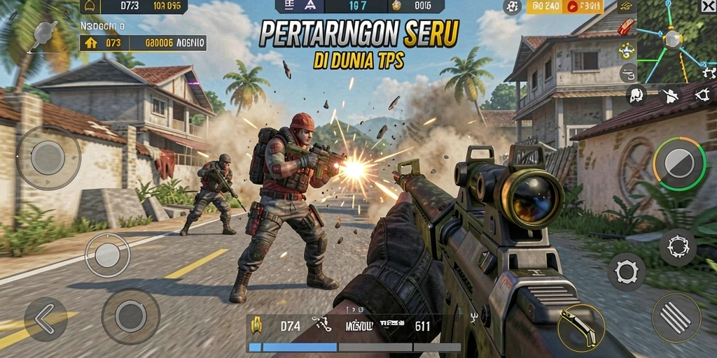 Tampilan aksi mendebarkan di permainan TPS D73.