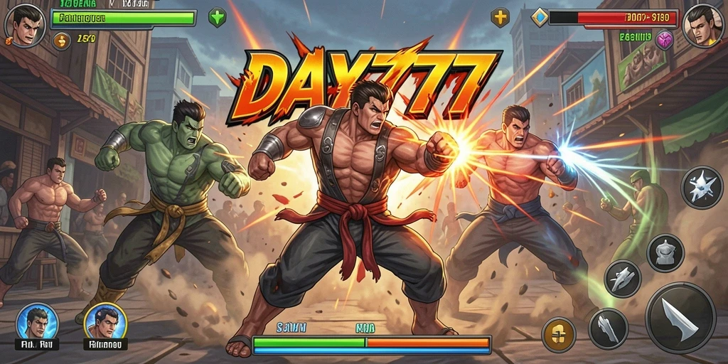 Tampilan seru gameplay DAY777 yang penuh aksi Fighting.