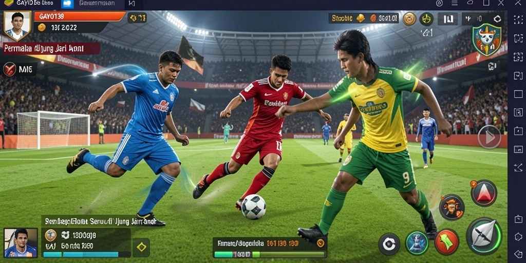 Tampilan gameplay GAYO138 dengan aksi sepak bola yang mendebarkan.