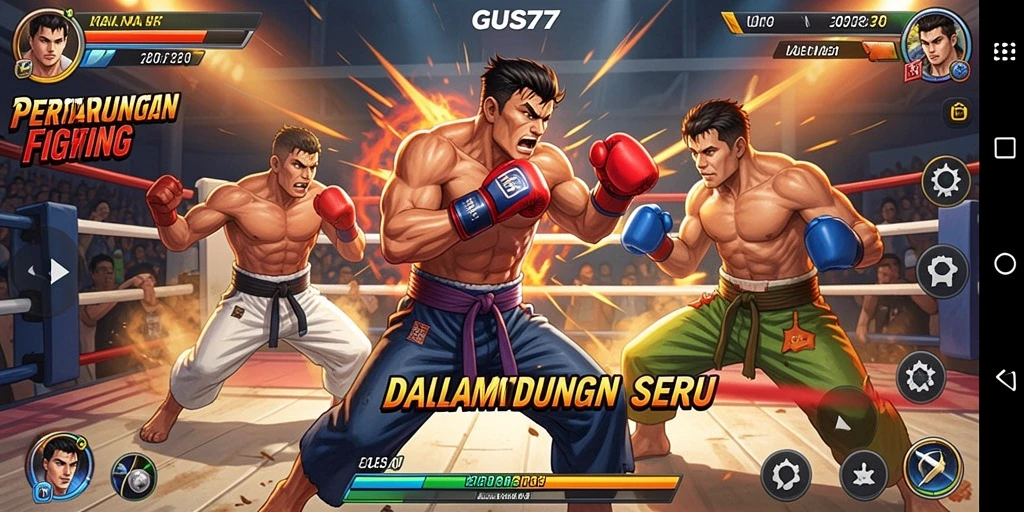 Gameplay seru GUS77 dengan karakter bertarung.