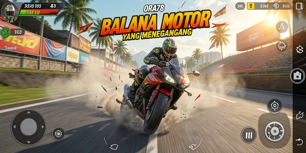 Tampilan aksi seru dalam balapan motor di ORA78.