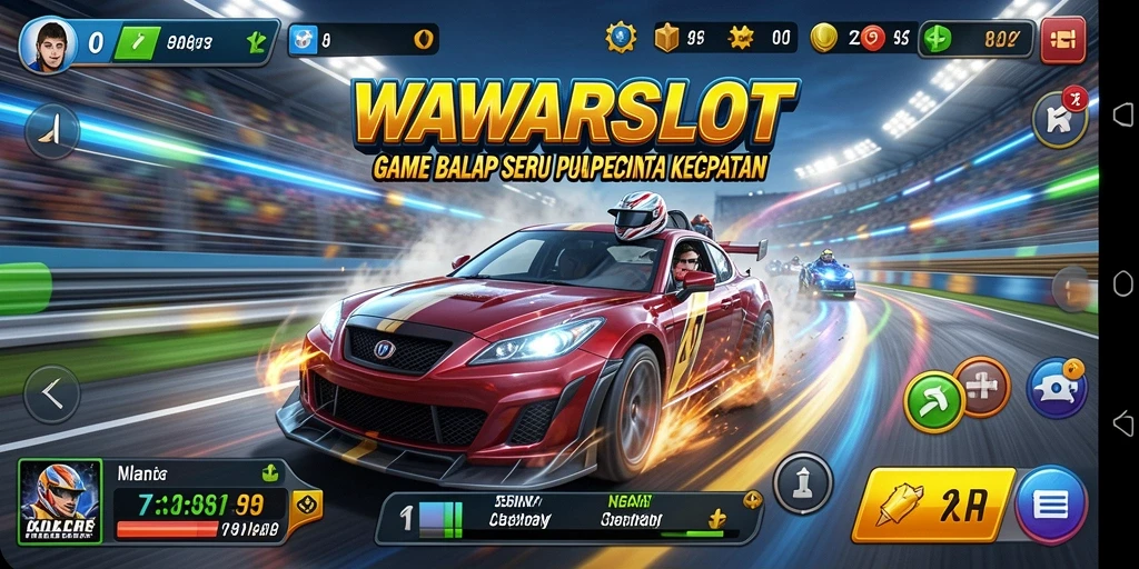 Tampilan menarik dari gameplay Racing WAWARSLOT yang mendebarkan.
